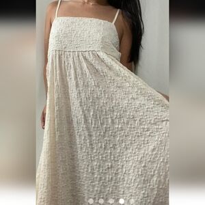 MNG Flowy Cream Maxi Dress Size 2